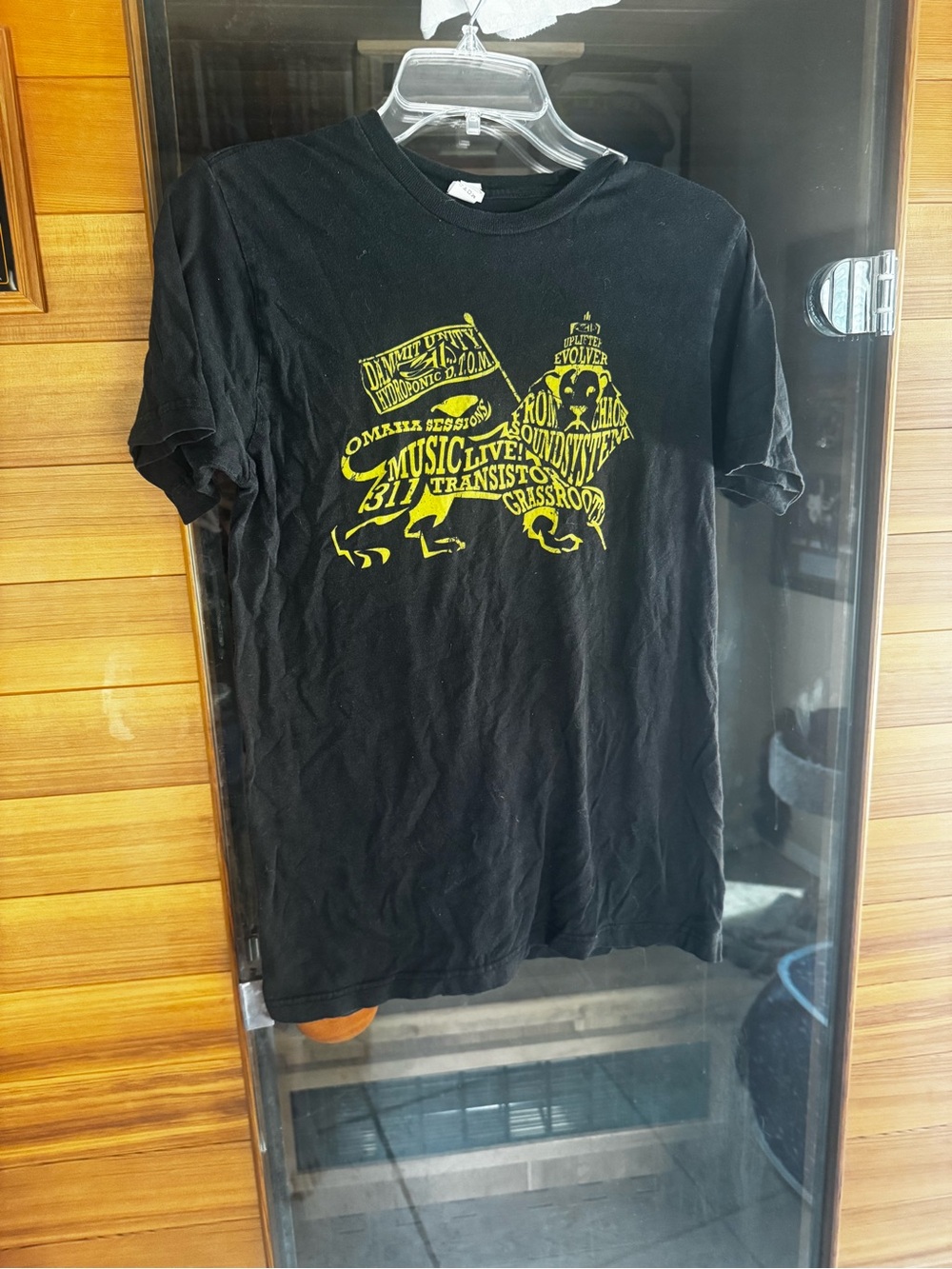 Black Graphic Band T-Shirt with Yellow Print - Men 311 concert